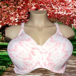Leading Lady 52D Pink with white feathers Bra